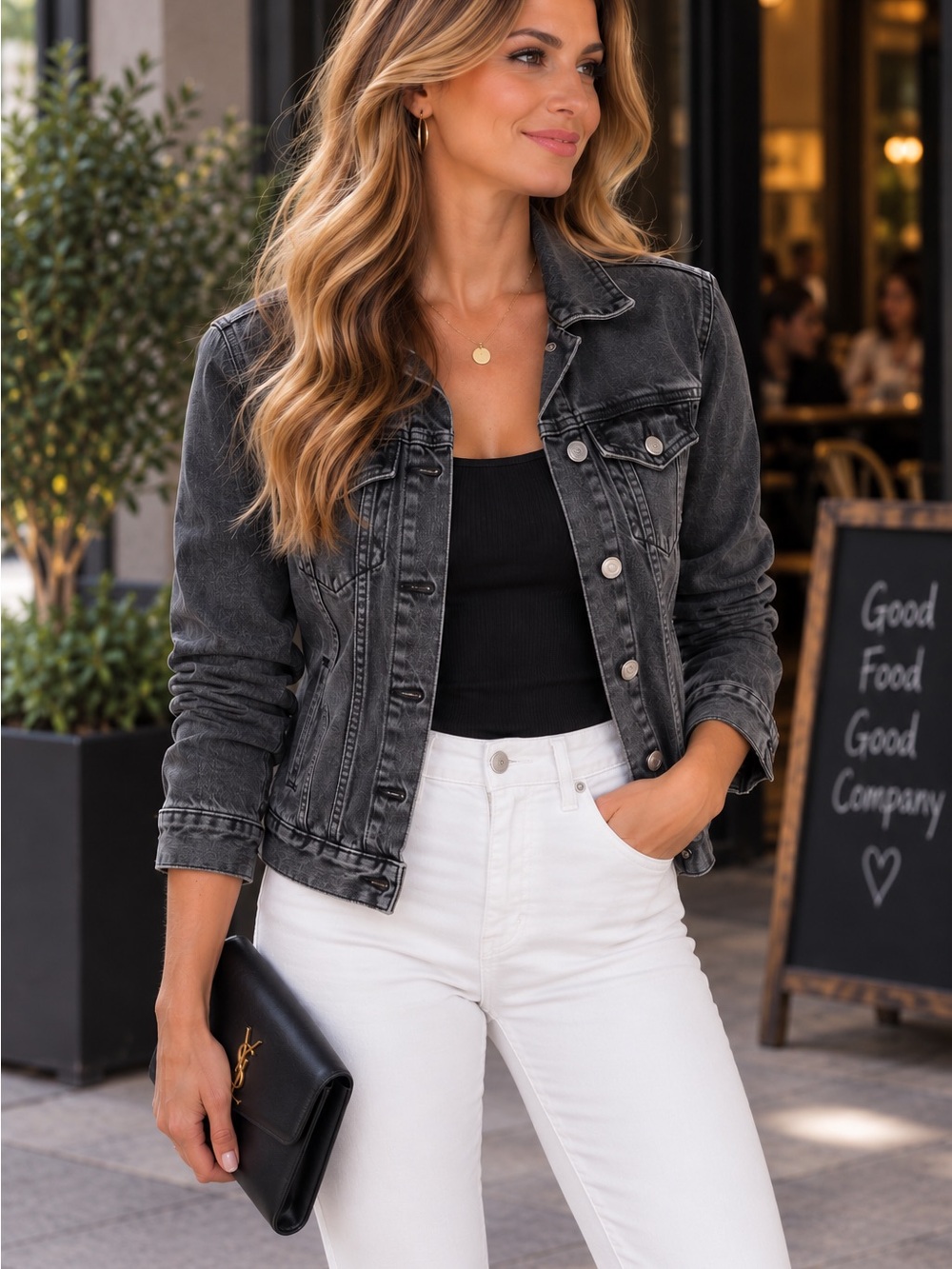GAP Women's Washed Black Jean Jacket